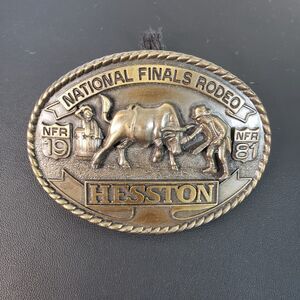 1981 Hesston National Finals Rodeo Brass Belt Buckle Seventh Ed Cowboy Clown